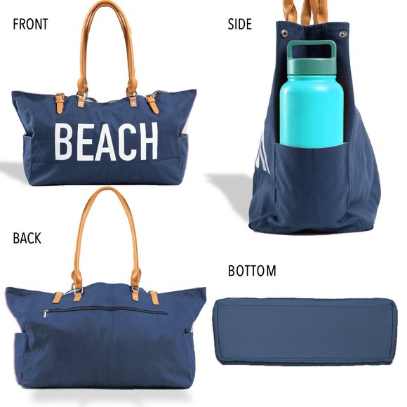 KEHO "Beach Vibes" Large Beach Bag/Tote (Navy Blue) - Picture 5 of 11